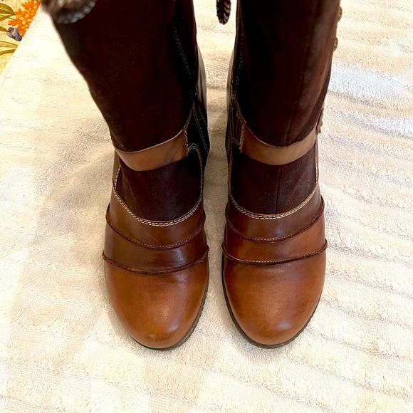 Spring step l’artiste brown leather booties size 9.5-10 , almost new - Picture 2 of 5